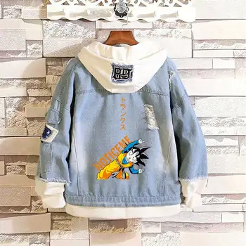 

Men Women Jeans Jacket Coats Anime Dragon Ball Z Son Goku Hoodies Outwear Hooded Sportswear Streetwear Cosplay Costume Clothings