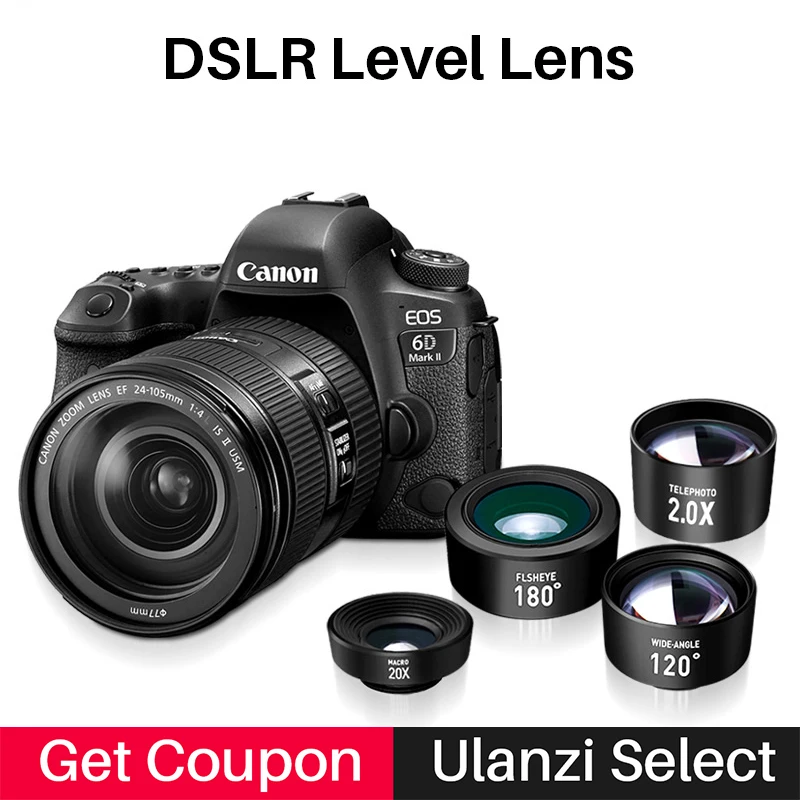 4 in 1 DSLR Level Camera Lens Phone Lens Kit 20X Macro Lens+Zoom Telephoto Lens+Wide Angle+Fisheye Lens for iPhone X 8 Huawei 4 in 1 DSLR Level Camera Lens Phone Lens Kit 20X Macro Lens+Zoom Telephoto Lens+Wide Angle+Fisheye Lens for iPhone X 8 Huawei