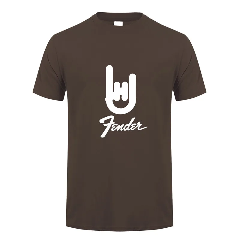 Fender мужская футболка Летняя Новинка короткий рукав хип-хоп рок-ролл гитара футболка Топы DS-008 - Цвет: dark chocolate