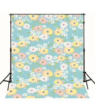

Pink Yellow Cute Flower Leaves Blue Photography Backgrounds Vinyl cloth High quality Computer printed wall photo backdrop