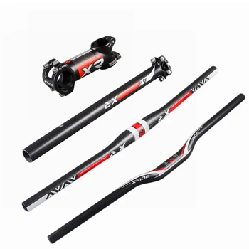 

XRIDE XR Carbon Fiber MTB Bicycle Handlebar Sets Mountain Bike Flat or Riser Handlebar + Stem+ Seatpost
