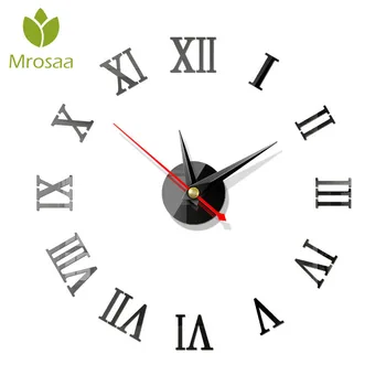 

2019New Home Decoration Big Roman Mirror Wall Clock fashion Modern Design Large Quartz Wall Clocks Diy Wall Clock Sticker Watch