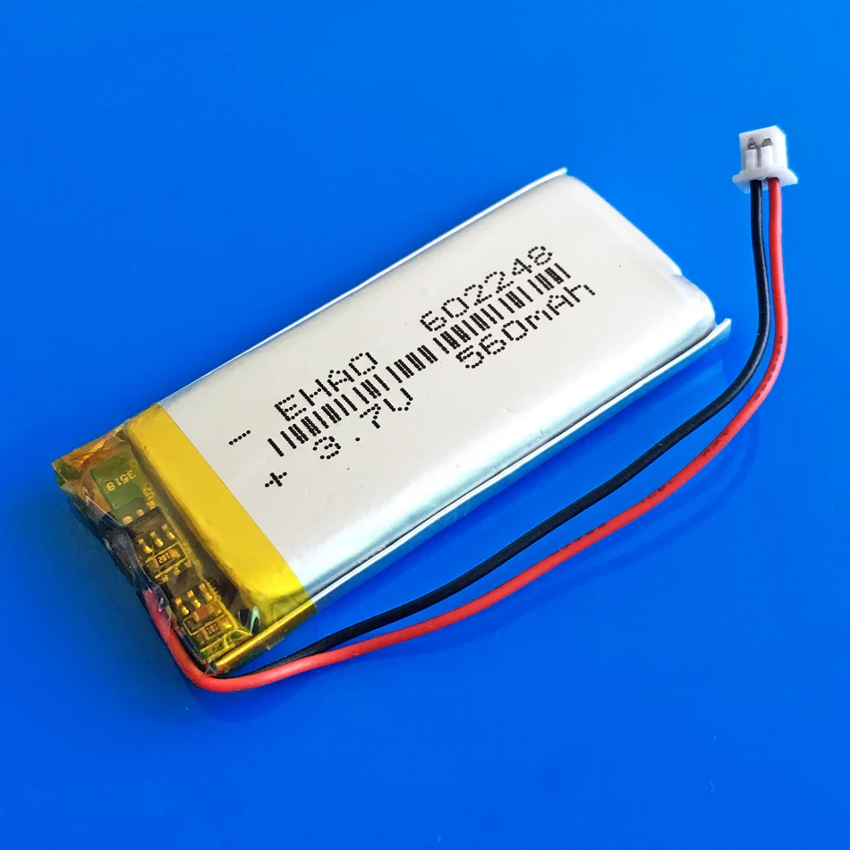 560mAh 3 7 V lipo полимерная литиевая аккумуляторная батарея JST 1 25 мм 2pin разъем 602248 для MP3