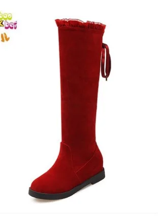 Зимняя Теплая обувь; Детские ботфорты; коллекция года; модные зимние сапоги для девочек-подростков; для нового года и Рождества; для принцессы - Цвет: Красный