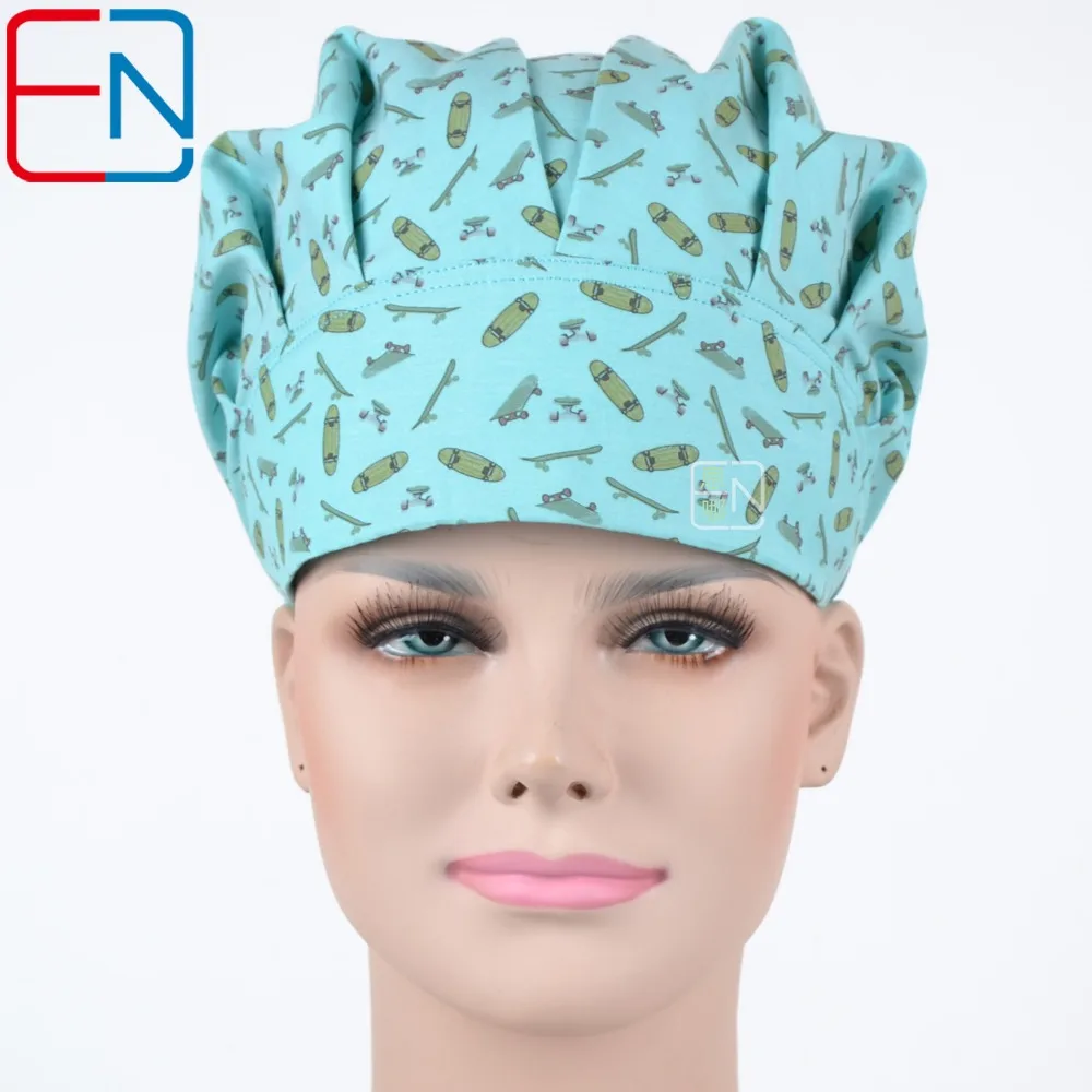 Cauagu Cartoon Monster Pattern 1 Pcs Working Caps,Adjustable Working Hats Elastic Scrub Hats