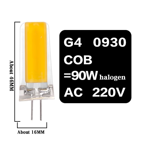 G4 G9 E14 Светодиодная лампа с затемнением освещения AC DC 12 В 220 В 3W 6 Вт 9 Вт COB SMD заменить галогенные лампы прожектор Bombillas люстра - Испускаемый цвет: G4 0930 COB 9W 220V