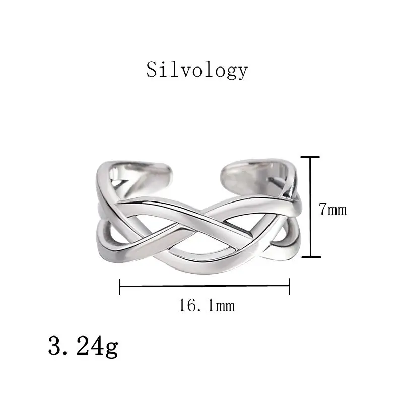 Silvology 925 стерлингового серебра плетение линии кольца серебро Винтаж Смешанная линия творческие элегантные Открытые Кольца для женщин девушек ювелирные изделия