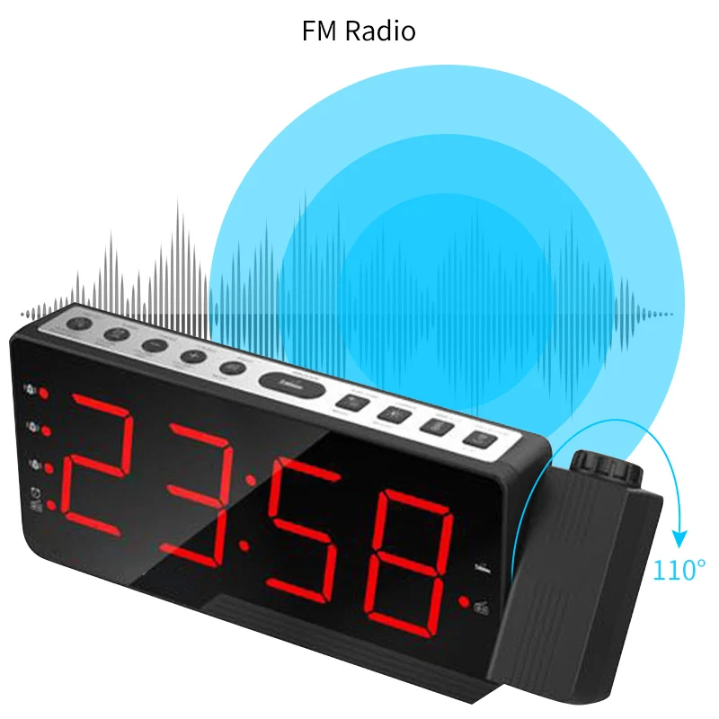 Цифровой проектор радио Будильник Повтор Таймер Температура светодиодный дисплей USB кабель для зарядки настольные настенные FM радио часы CA