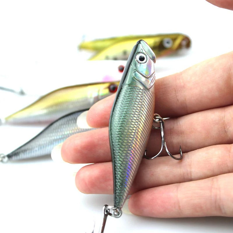 1 pieza 7 cm 7,2G Señuelos de Pesca con ojos 3D señuelo Crankbait Wobblers Isca Poper Pesca Japón aparejos de Pesca