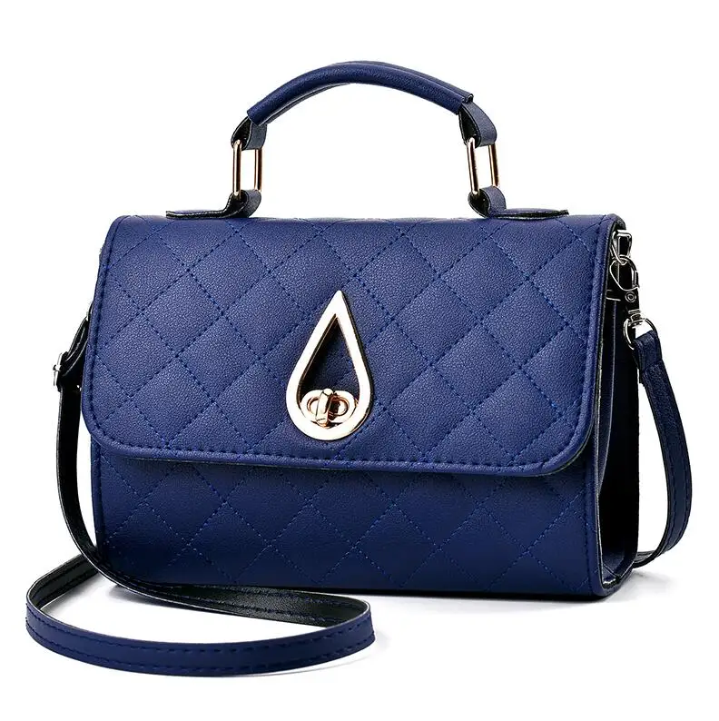 Yogodlns, женская сумка, капли воды, пряжка, замок, сумки-мессенджеры, высокая емкость, оболочка, сумка на плечо, Женская однотонная Повседневная сумка - Цвет: Deep blue