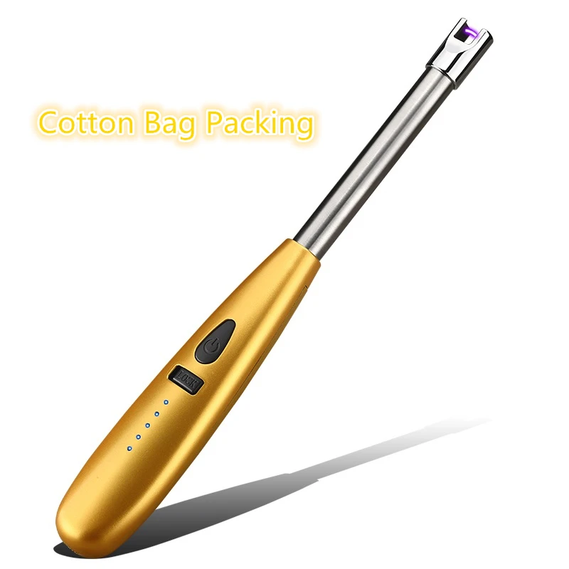 1 шт. электрическая перезаряжаемая USB кухонная Зажигалка Ветрозащитная зажигалки для электронных сигарет плазменная импульсная дуга барбекю беспламенная зажигалка - Цвет: CottonBag Pack-Gold