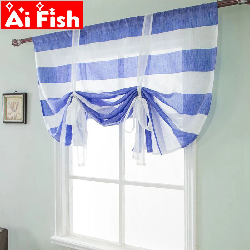 Us 10 72 43 Off Roman Blinds Blue Strips For Bedroom Home Decoration Modern Simple Grey Strips Roman Tube Curtains For The Kitchen Dl011 40 In