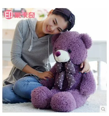 Stuffed animal 80cm purple lovely Teddy bear plush toy bear doll girlfriend's gift w2087 2pcs pair lovely couple teddy bear with cloth dress plush toy stuffed baby doll girls