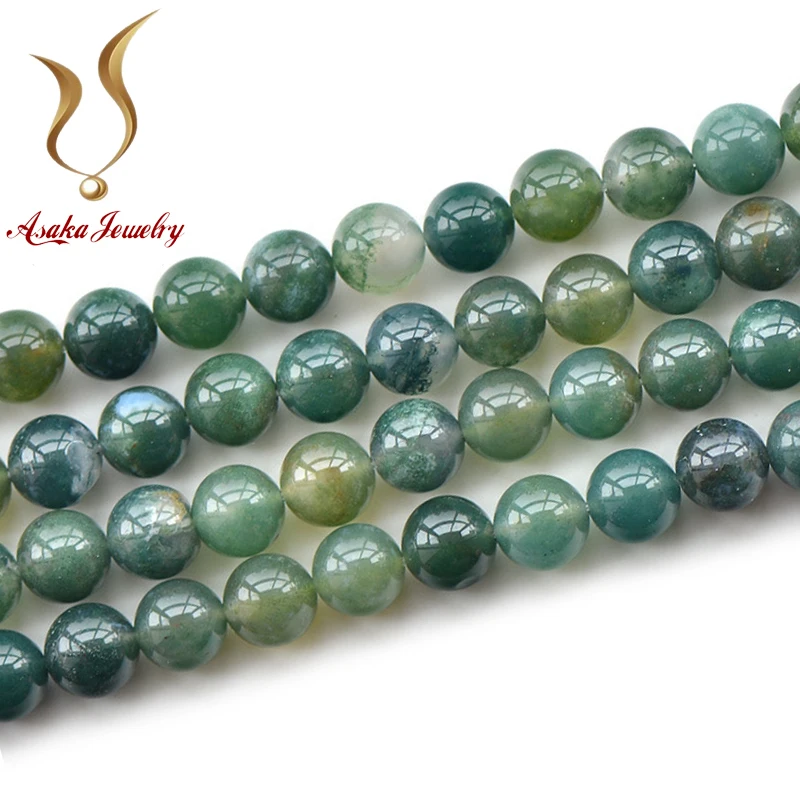 Moss Agate Beads Round Selectable 6 8 10 12 14 16mm,Natural Stone Beads