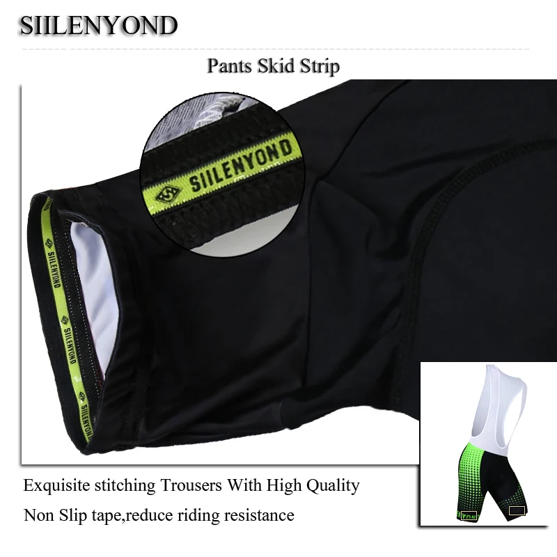 Siilenyond Men Summer bib Bike Shorts men 2019 Riding Bicycle Cycling Underwear Mens Short Pant Breathable Gel 3D Silicon Padded