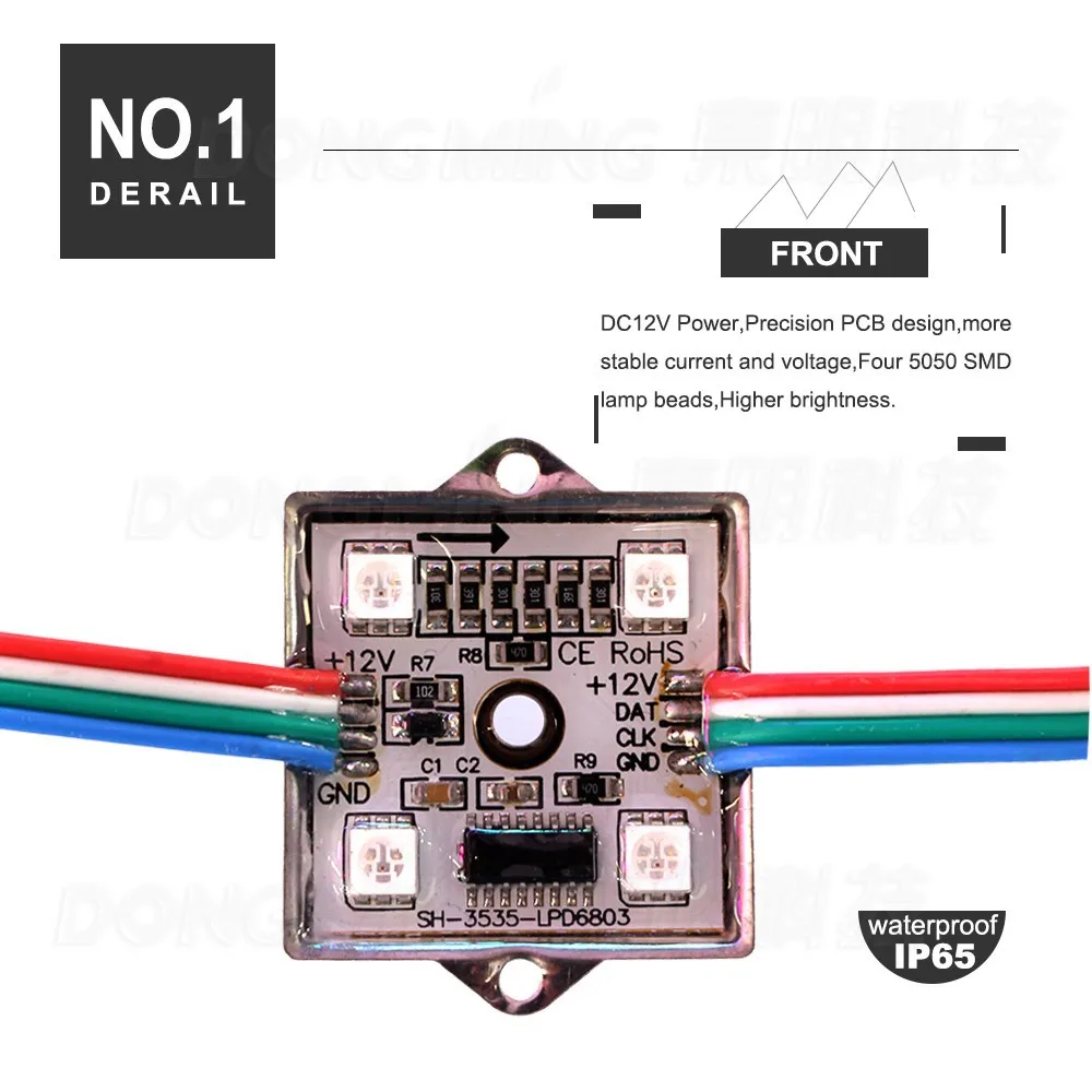 Бесплатная доставка светодиодные модули LPD6803 Водонепроницаемый IP65 4 шт. высокое яркое 5050 SMD RGB привело пикселей модули DC 12 В LED RGB модули