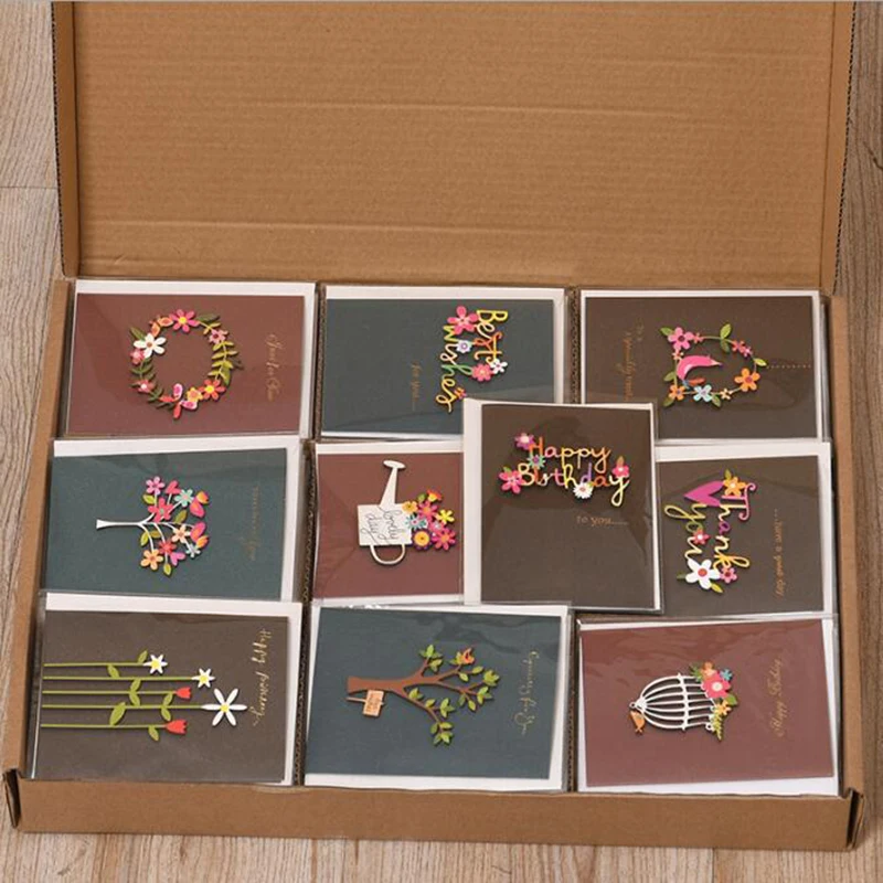 Ручной работы 93*129 мм поздравительные карты с конвертом, напечатанные подарочные открытки для фестиваля, дня рождения, Дня Святого Валентина, вечерние, свадебные украшения