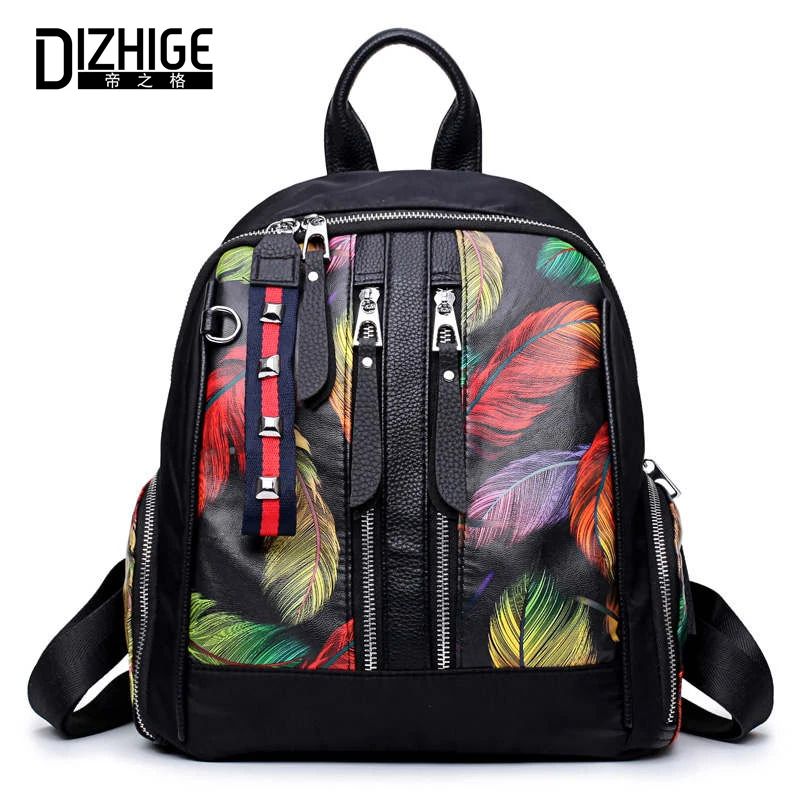 

DIZHIGE Brand Luxury PU Oxford Patchwork Women Backpack High Quality School Bags For Women Fashion Cartoon Female Travel Bag New
