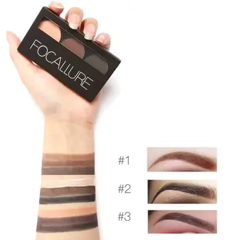 

Hot Waterproof Black Brown Color Eyebrow Powder Cosmetics 3 colors Pigments Eye Brow Paint Powder with Brush