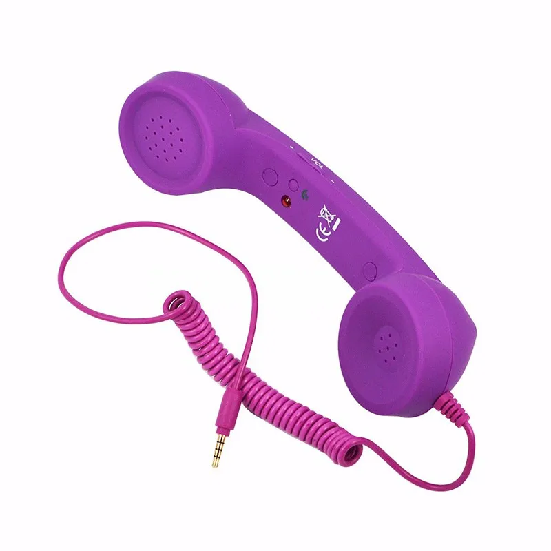 Микрофон 3,5 мм Ретро телефон телефонные приемники гарнитур для мобильного телефона для iPhone/iPad/samsung PC портативные классические наушники - Цвет: Фиолетовый