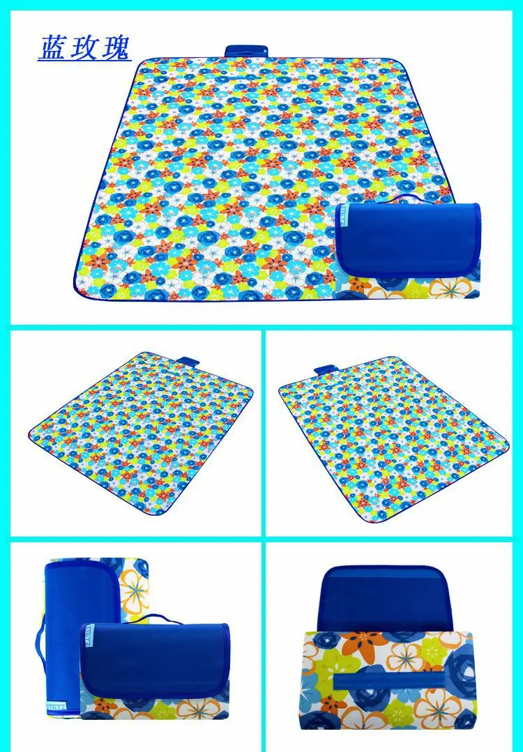 Водонепроницаемый складной коврик для пикника, открытый кемпинг, пляжный матрас, коврик для пикника, пляжное одеяло, портативный коврик для пикника - Цвет: blue rose