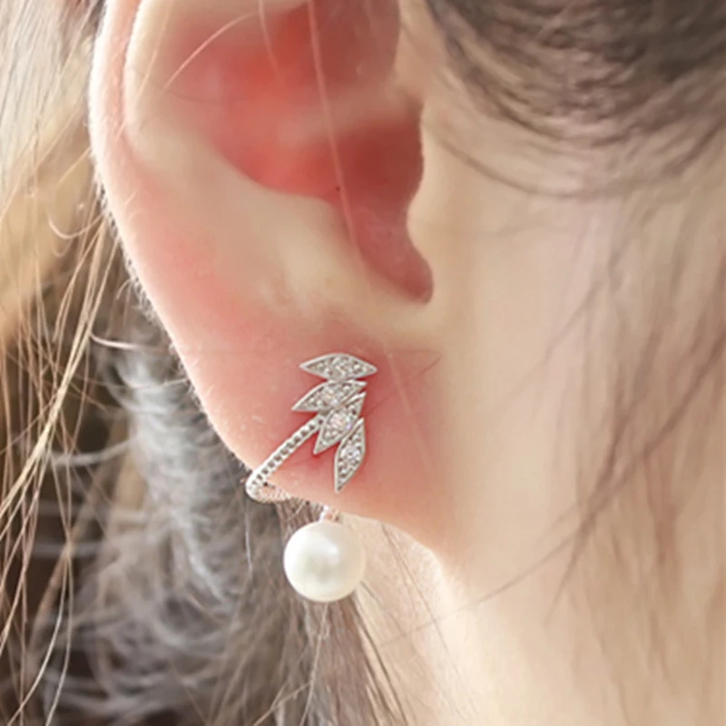 

1Pair Women Crystal Earrings Studs Fancy Rhinestone Stud Earrings Pearl Jewelry Ear Jacket Wedding Earrings For Brides Brinco