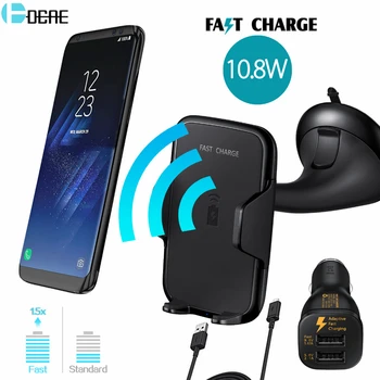 

DCAE 10W Qi Wireless Car Charger Phone Mount Holder Fast Charging Stand For Samsung S9 S10 Note 10 9 For iPhone 11 XS Max X 8 XR