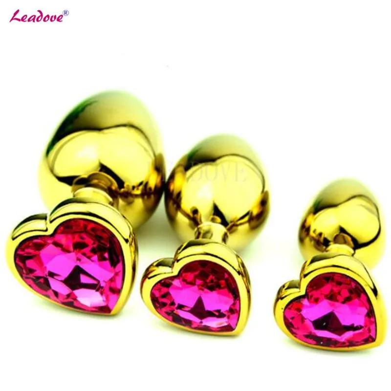 10 Pcslot Mini Size Heart Shape Metal Anal Plug Crystal Jeweled Anal