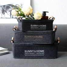 Nordic Wind Felt Wooden Handle Storage Basket Sundries Storage Box Left Finishing Box Makeup Storage Box nrh4207 air box handle aluminum box wooden box ring toolbox handle chrome plated iron no spring function
