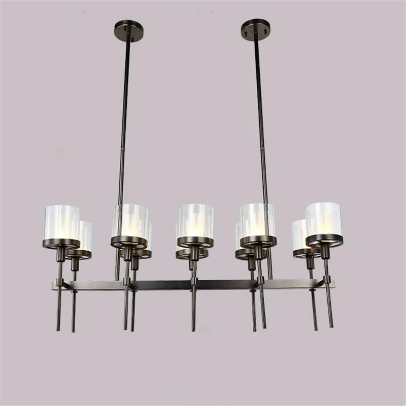Wrought Iron Double Glass Shades Chandelier