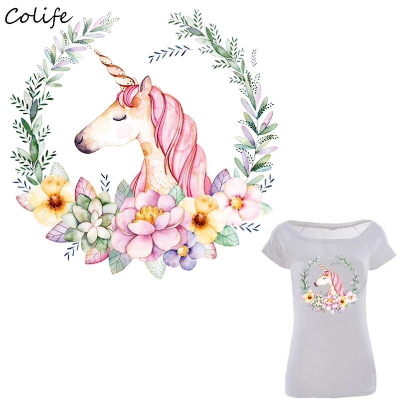 Home & Garden 2 Sizes Unicorn Washable Print On Sticker Patches Watercolor T-shirt Clothes Decoration Design Diy Accessory Iron-on Transfers