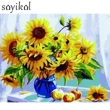 Живопись, каллиграфия Раскраска по номерам ручная краска ed холст Рисование кисть для покраски Подсолнух домашний декор DIY картина по номеру