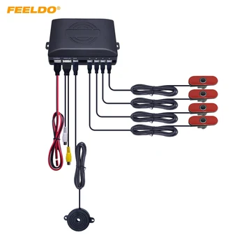 

FEELDO 1Set Original Style 4-Sensor Car Rearview Visual Parking Sensor Video Backup Radar System #CT-4750