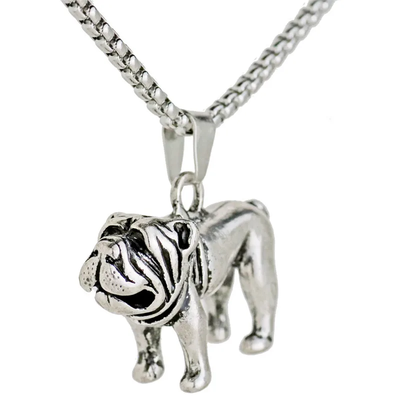 French Bulldog Pendant Necklace Stainless Steel Chain Punk Animal Dog