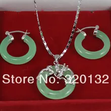 25 мм светло-зеленый дракон кулон капот серьги комплект ювелирных изделий посеребренные Jewellery комплекты