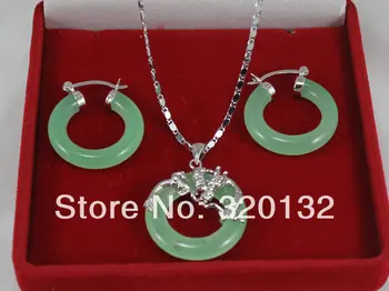 

25mm Light Green dragon pendant hood earring Jewelry set plated Jewellery sets