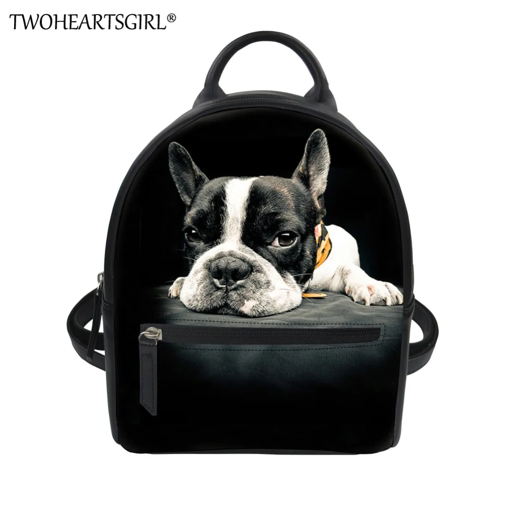 Womens Leather Backpack Cute Dog Shoulder Purse Travel School Lady Bag