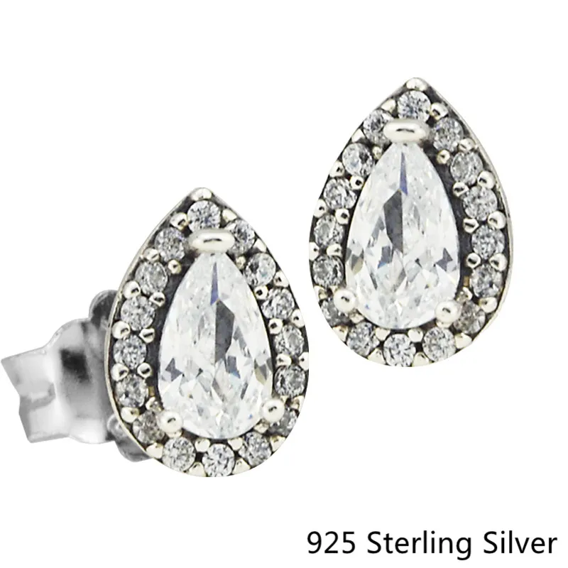 

CKK 925 Sterling Silver Radiant Teardrops Stud Earrings For Women Gift Original Fashion Jewelry Making