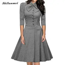 Tartan Party Women Dress 2016 European and American style Autumn Half Sleeves One piece Dress High