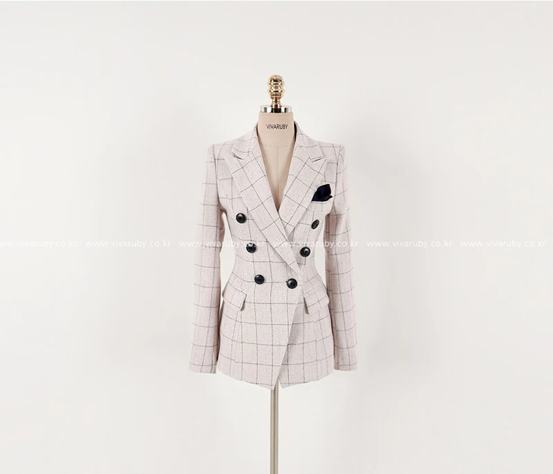 Офисный Женский комплект из 2 предметов, клетчатая куртка на одной пуговице, блейзер+ узкие брючные костюмы, рабочая одежда, модная женская одежда