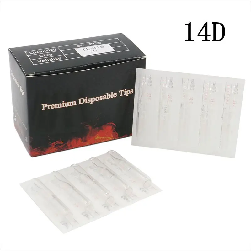 100PCS New Disposable Tattoo Tips 14D Sterile Assorted Plastic Clear Nozzles Tube For Machine Free Shipping | Красота и здоровье