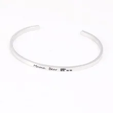 316L гравированный из нержавеющей стали МАМА МЕДВЕДЬ позитивный навевающий вдохновение Цитата браслет с мантрой браслет Лучший подарок на день матери