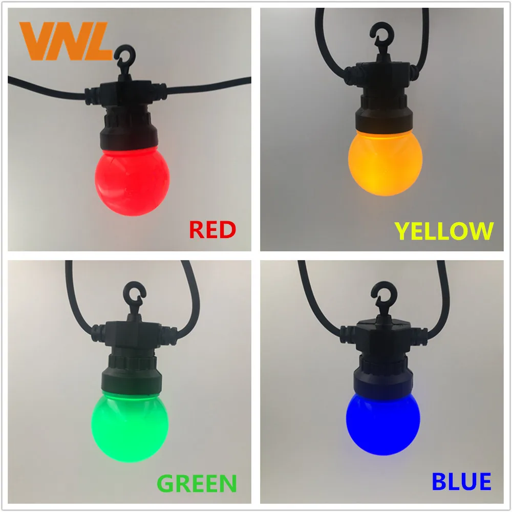 VNL IP65 LED Globe G50 многоцветная лампочка String соединяемая наружная цветная гирлянда