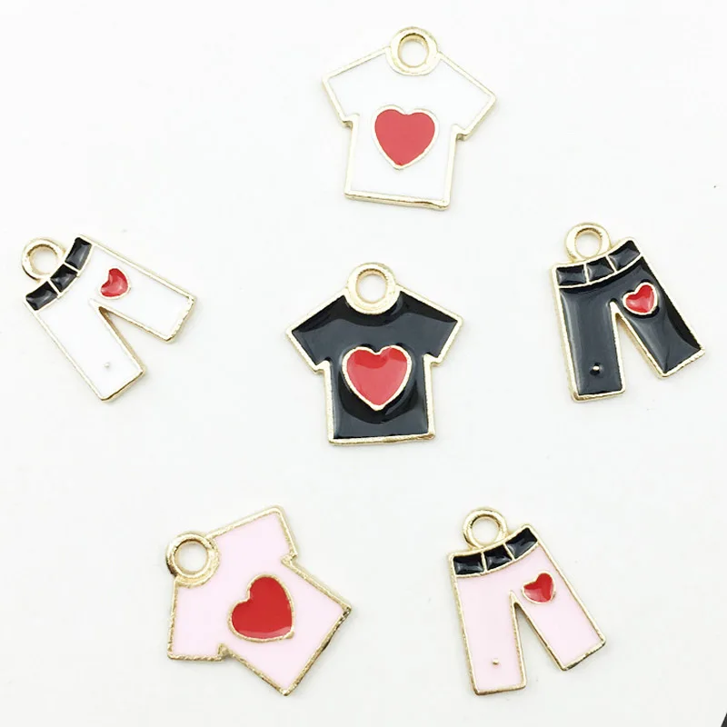 

10pcs Fashion Love Clothes Pants Enamel Charms Fit Girl Metal Drop Oil Pendants DIY Bracelets Accessories Earring Making YZ401