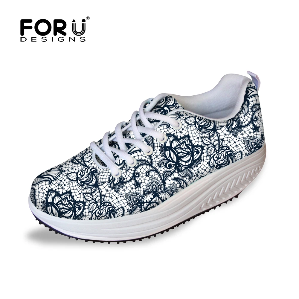 FORUDESIGNS Breathable Women Casual Shoes Lose Weight Lace Pattern