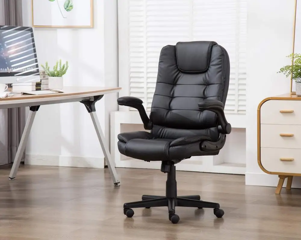 IntimaTe WM Heart Leather Office Executive Chair with Foldable Arms Ergonomic Swivel Computer Desk Chair A35