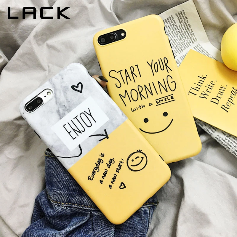 

LACK Retro Couples Phone Case For iphone 7 Case For iphone X 6 6S 7 8 Plus Cover Fashion Carton Smile Capa Letters Print Cases