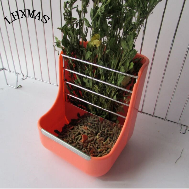 2 In 1 Rabbit Bowl Grass Shelf Plastic Small Pet Rabbit Grass Hay