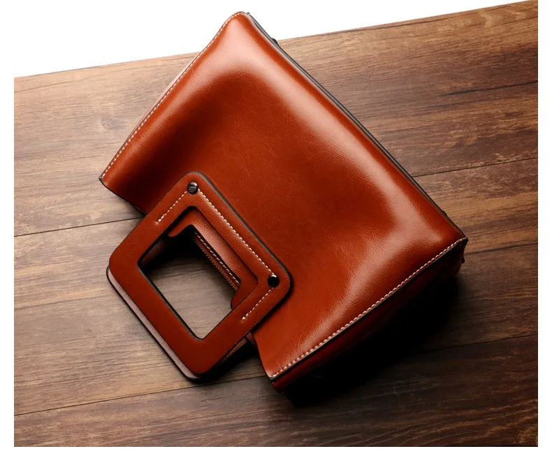 MJ Women Leather Handbag Fashion Oil Wax Leather Tote Bag Female Luxury Shoulder Crossbody Bags Small Woman Messenger Bag (9)