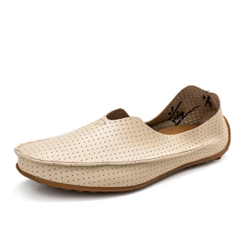 

New Summer Breathable Hollow Out Cowhide Leather High Quality Fashion Shoes Men Women Shoe Casual Flat Loafer Shoes P163